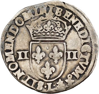 Henri III, quart d&rsquo;écu croix de face, 1589 Bayonne
