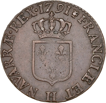Louis XVI, demi-sol de bronze, 1791, 2d semestre, La Rochelle