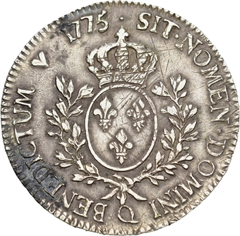 Louis XVI, écu aux branches d&rsquo;olivier, 1775 Perpignan