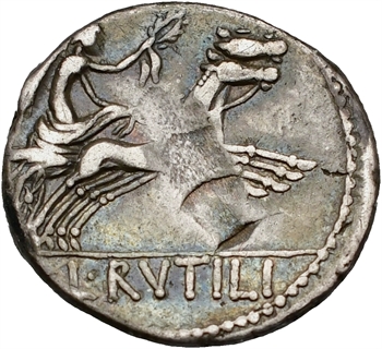 Rutilia, denier, Rome, 77 av. J.-C.