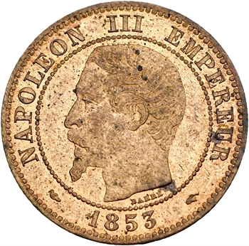 Second Empire, deux centimes tête nue, 1853 Paris
