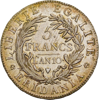 Italie, Gaule subalpine, 5 francs, An 10 Turin