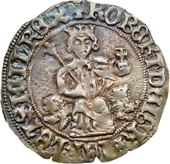 Provence (comté de), frappe posthume au nom de Robert d’Anjou, carlin ou gillat immobilisé, c.1350-1400 Naples ?