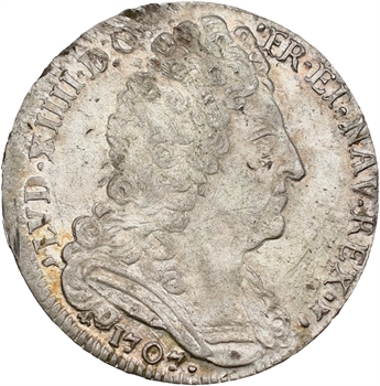 Louis XIV, pièce de vingt sols aux insignes, 1707 Bordeaux