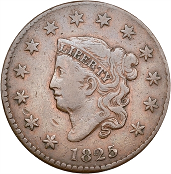 États-Unis, large cent, Liberty head (Matron head), 1825 Philadelphie