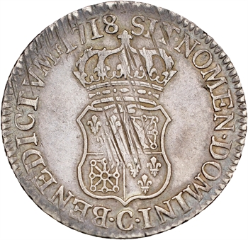 Louis XV, quart d&rsquo;écu de Navarre, 1718 Caen