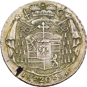 Autriche, Salzbourg (archevêché de), Jérôme de Colloredo, 20 kreuzer, 1801 Salzbourg