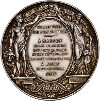 Louis Philippe Ier, médaille de sauvetage du Ministère de l&rsquo;Intérieur, 1830 Paris