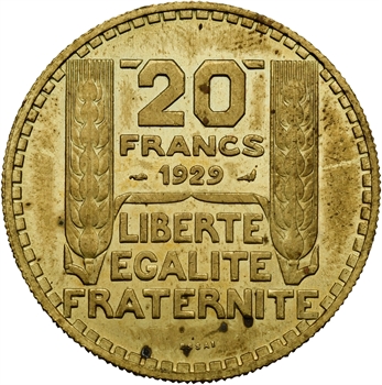 IIIe République, essai de 20 francs Turin, cupro-aluminium, 1929 Paris