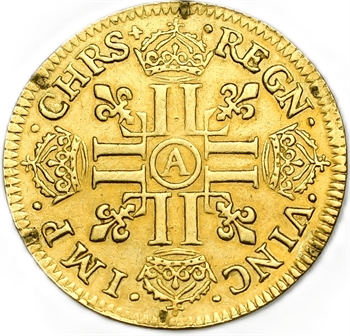 Louis XIII, louis d&rsquo;or à la mèche courte, 1643 Paris