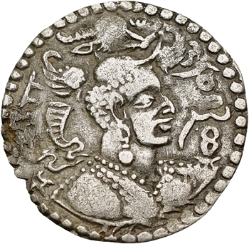 Les Huns, drachme d’argent bas titre, Vallée de Kaboul, Napki Malik, c. 475-576