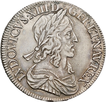 Louis XIII, demi-écu d&rsquo;argent, 3e type (2e poinçon), 1643 Paris (point)