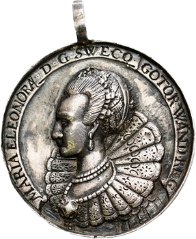 Suède, Gustave II Adolphe et Maria Eleonora, fonte en argent, 1627