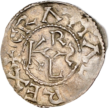 Charles le Chauve, denier, Le Palais (Compiègne) légende rétrograde