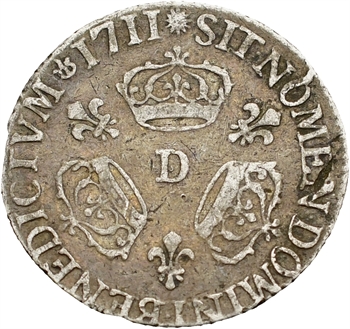 Louis XIV, dixième d’écu aux trois couronnes, 1711 Lyon