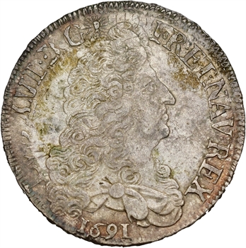 Louis XIV, écu aux huit L, 1er type, 1691 La Rochelle