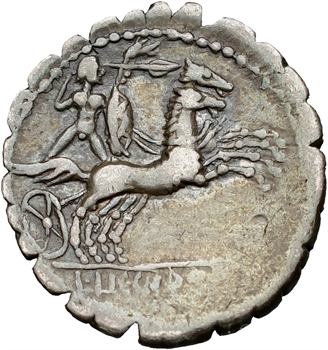 Porcia, denier serratus, Rome, 118 av. J.-C
