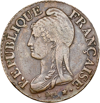 Directoire, cinq centimes Dupré, An 7 Paris sur Rouen