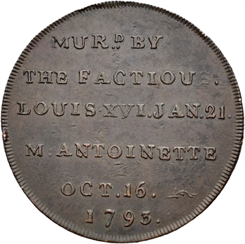 Louis XVI et Marie-Antoinette, médaillette de leur exécution, après 1793 Angleterre