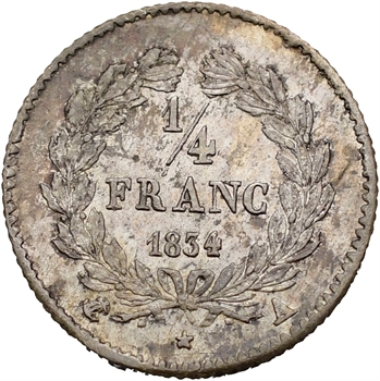 Louis-Philippe Ier, 1/4 franc, 1834 Paris