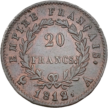 Premier Empire, 20 francs Empire, fonte en étain bronzé, 1812 Paris