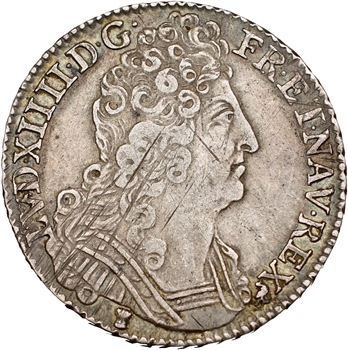 Louis XIV, quart d&rsquo;écu aux trois couronnes, 1714 Rennes