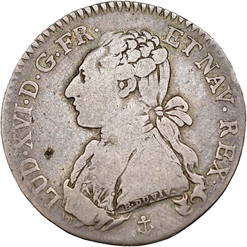 Louis XVI, cinquième d’écu aux branches d’olivier, 1788 La Rochelle