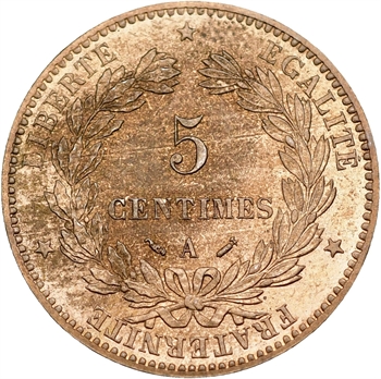 IIIe République, 5 centimes Cérès, 1883 Paris