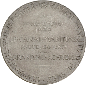 Égypte, Suez (Canal de), médaille de Roty en argent, 1869 (ap. 1880)