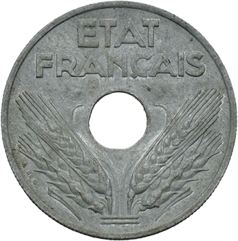 État Français, 20 centimes zinc, 1944 Paris