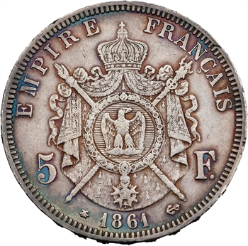 Second Empire, 5 francs tête laurée, 1861 Paris