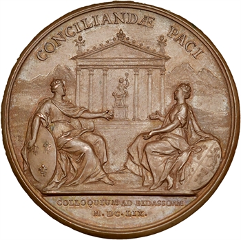 Louis XIV, conférence pour la paix à l’île des Faisans, par Mauger,1659 Paris