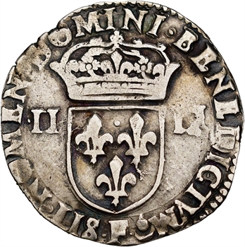 Henri IV, quart d&rsquo;écu, croix feuillue de face, 1605 Angers