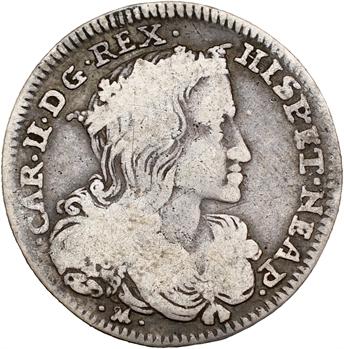 Italie, Naples (royaume de), Charles II, tari ou 20 grana, 1696 Naples