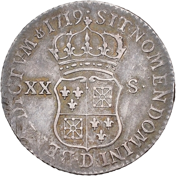 Louis XV, pièce de XX sols de Navarre, 1719 Lyon