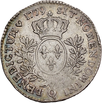 Louis XVI, cinquième d’écu aux rameaux d’olivier, 1779 Perpignan