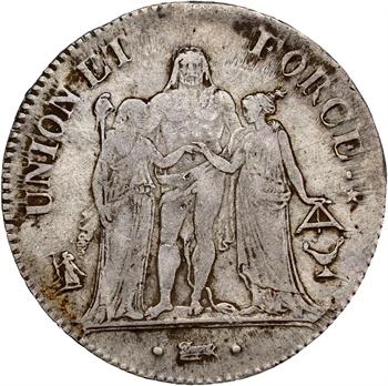 Directoire, 5 francs Union et Force, An 7 Bordeaux