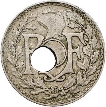 IIIe République, 5 centimes Lindauer variété trou décentré, 1936 Paris