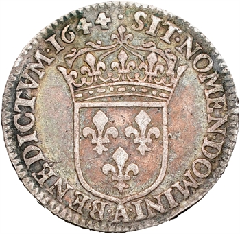 Louis XIV, douzième d’écu à la mèche courte, 1644 Paris (point)