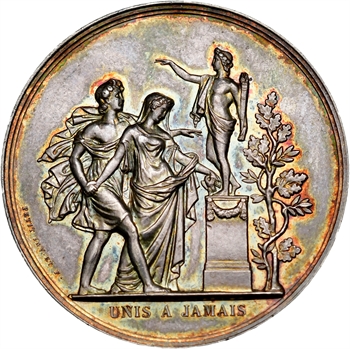 IIIe République, médaille de mariage, par Petit, 1886 Paris
