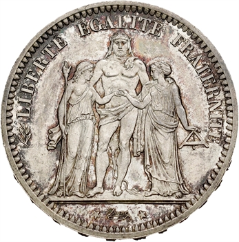 La Commune, 5 francs Camélinat, 1871 Paris date espacée