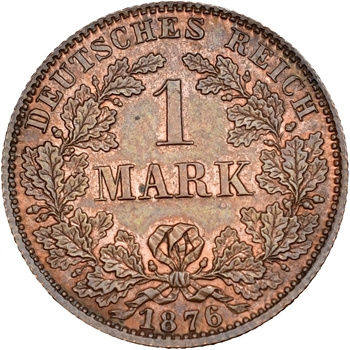 Allemagne (Empire d&rsquo;), épreuve de 1 mark en cuivre, 1876 Dresde