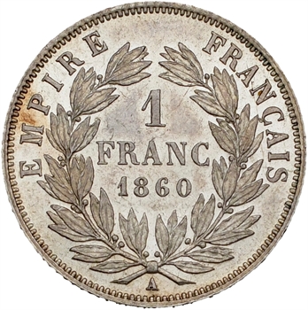 Second Empire, 1 franc tête nue, 1860 Paris