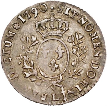 Louis XVI, dixième d’écu aux branches d’olivier au buste du demi-louis, 1790 Bayonne