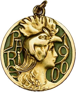 IIIe République, médaille en or et émail (franc maçonnerie) de l&rsquo;Exposition Universelle, 1900 Paris