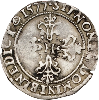 Henri III, quart de franc au col fraisé, 1577 Rouen