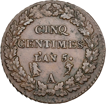 Directoire, cinq centimes Dupré, An 5 Paris