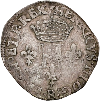 Henri III, double sol parisis, 2e type, 1585 Villeneuve-lès-Avignon