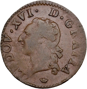 Louis XVI, liard de bronze, 1789 Toulouse