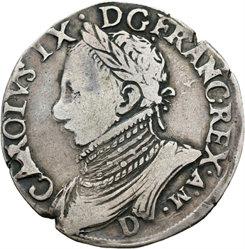 Henri III (au nom de Charles IX), teston 11e type, 1575 Lyon